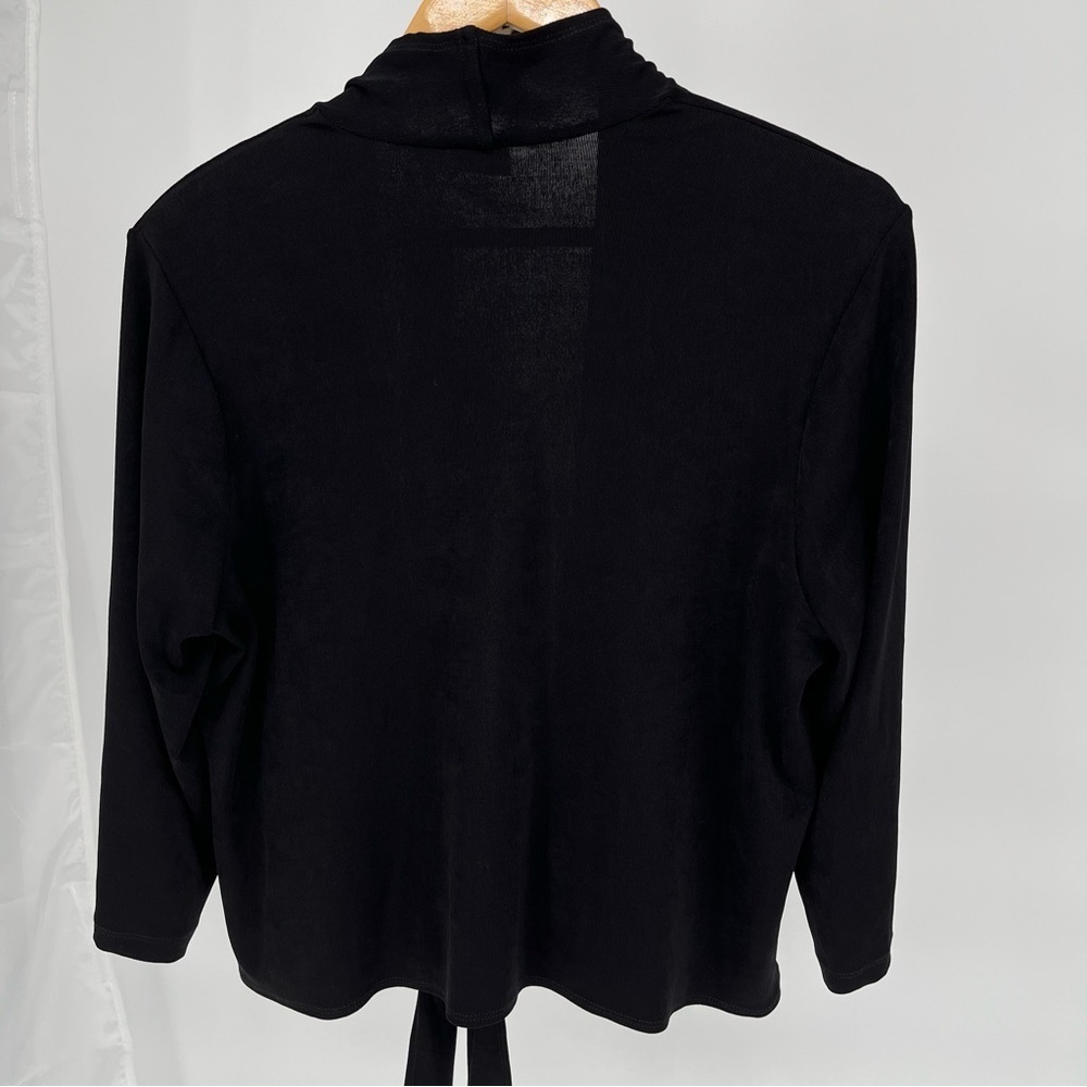 Chico’s Womens NEW Travelers Tie Front Jacket Size XL Black Slinky Knit - Picture 6 of 10